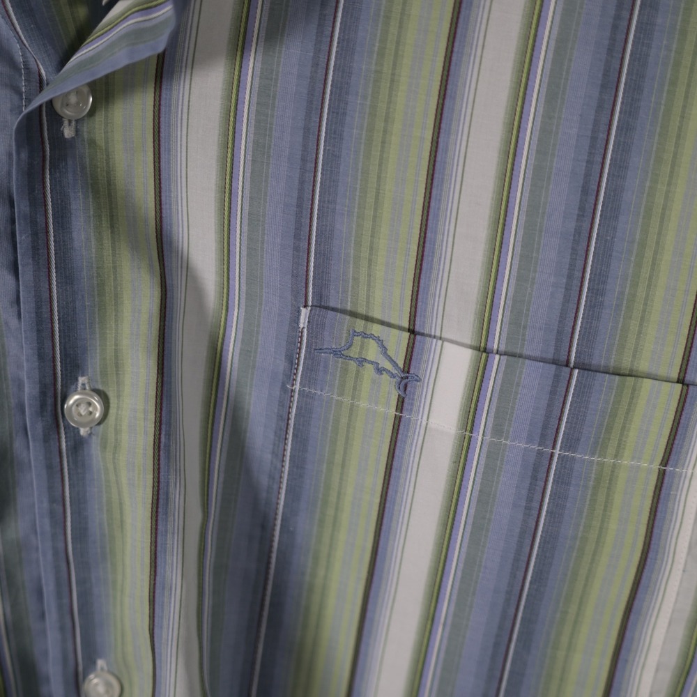 Tommy Bahama Del Coco Stripe Pima Cotton Shirt Mens XL Blue Green T220491 NEW - Picture 8 of 11